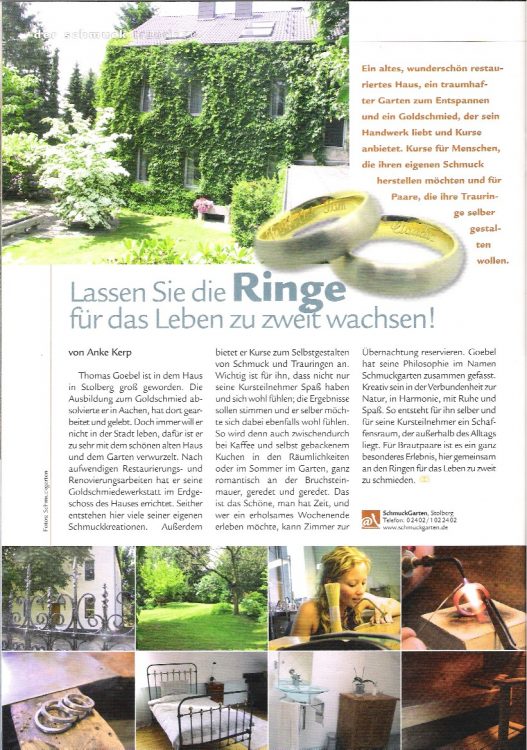Schmuckgarten - Zeitungsartikel - Hera-Hochzeitsmagazin Schmuckgarten - Zeitungsartikel - Hera-Hochzeitsmagazin
