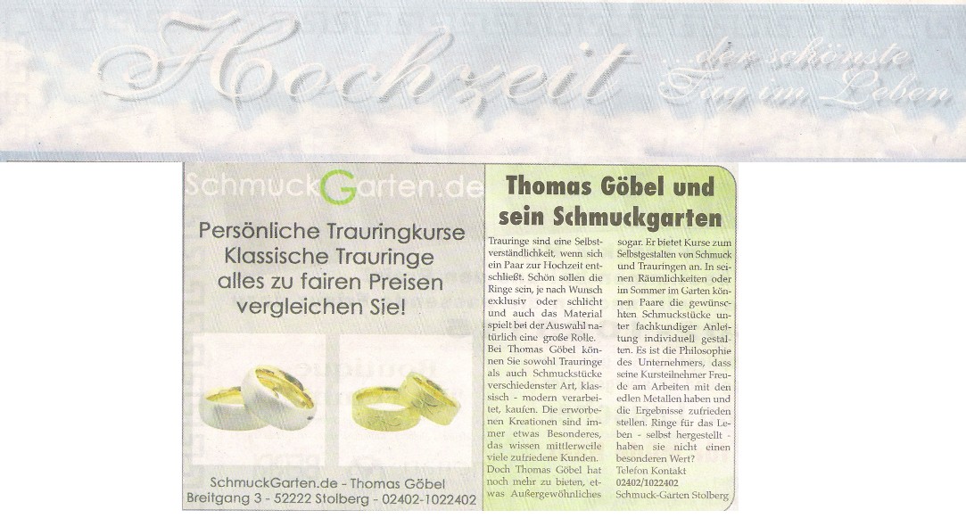 Schmuckgarten - Zeitungsartikel Schmuckgarten - Zeitungsartikel