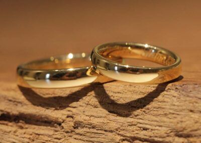Ergebnis aus dem Trauringkurs im Schmuckgarten, polierte Rosegold Trauringe