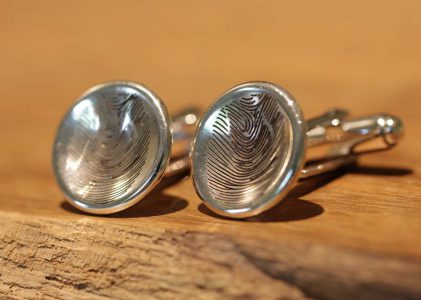 fingerprintgravur manschettenknoepfe silber