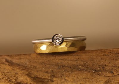 Solitär Grau Gold Hochzeitsring Gelb Gold