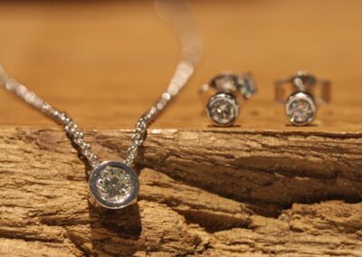 Schmuck-Set aus Silber mit Sein - Anhänger und Ohtecker