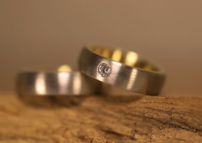 Hochzeit Ringe Zweifarbig Stecklötringe 950 palladium und 750 gelbgold mit Brillant