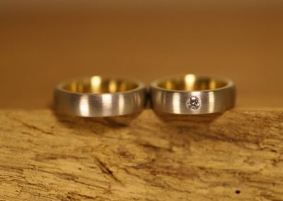 Hochzeit Ringe Zweifarbig Stecklötringe 950 palladium und 750 gelbgold mit Brillant