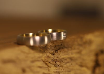 Hochzeit Ringe Zweifarbig Stecklötringe 950 palladium und 750 gelbgold mit Brillant