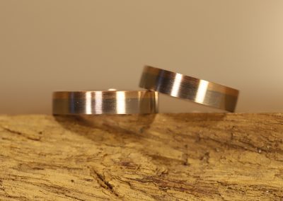 Eckige Trauringe Zweifarbig Scheibenring Rotgold Graugold