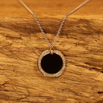 Gravurplatte in 585er Rosegold, Kreis 14mm mit Brillanten
