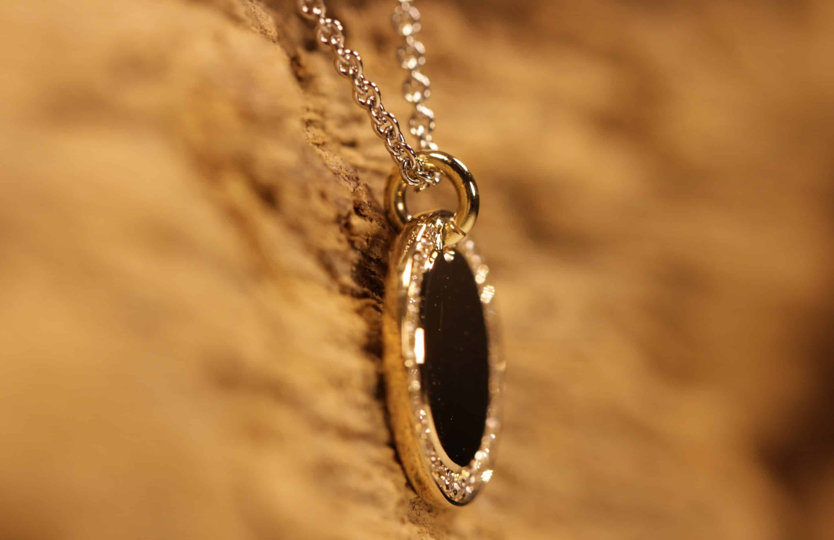 Gravurplatte in 585er Rosegold, Kreis 12mm mit Brillanten