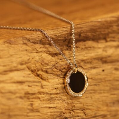 Gravurplatte in 585er Rosegold, Kreis 12mm mit Brillanten