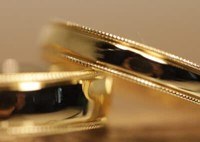 Trauringe 585er Rosegold Vintage mit Millgriffrand