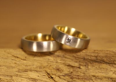 Eheringe Zweifarbig Stecklötringe 950er Palladium & 750er Gelbgold