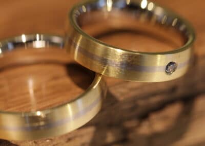 Trauringe Scheibenringe Außen 585er Gelbgold & Innen Graugold