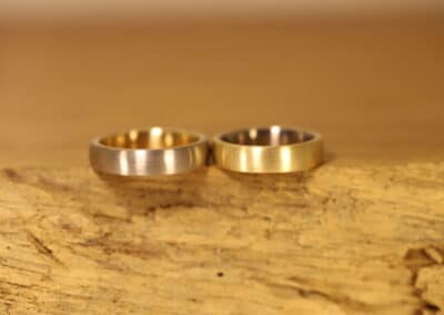 Trauringe Zweifarbig 585er Rosegold & Graugold Stecklötringe
