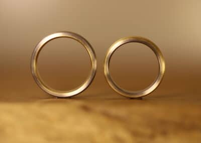 Trauringe Zweifarbig 585er Rosegold & Graugold Stecklötringe