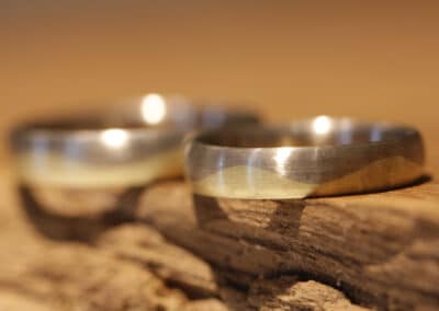 Trauringe Wellenringe 585er Gelbgold & Graugold