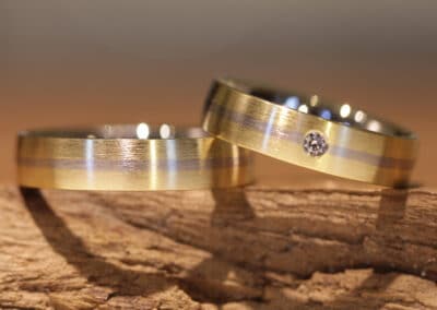 Trauringe Scheibenringe Außen 585er Gelbgold & Innen Graugold