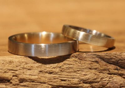Eheringe Steckloetringe aus 585er Rosegold und Graugold