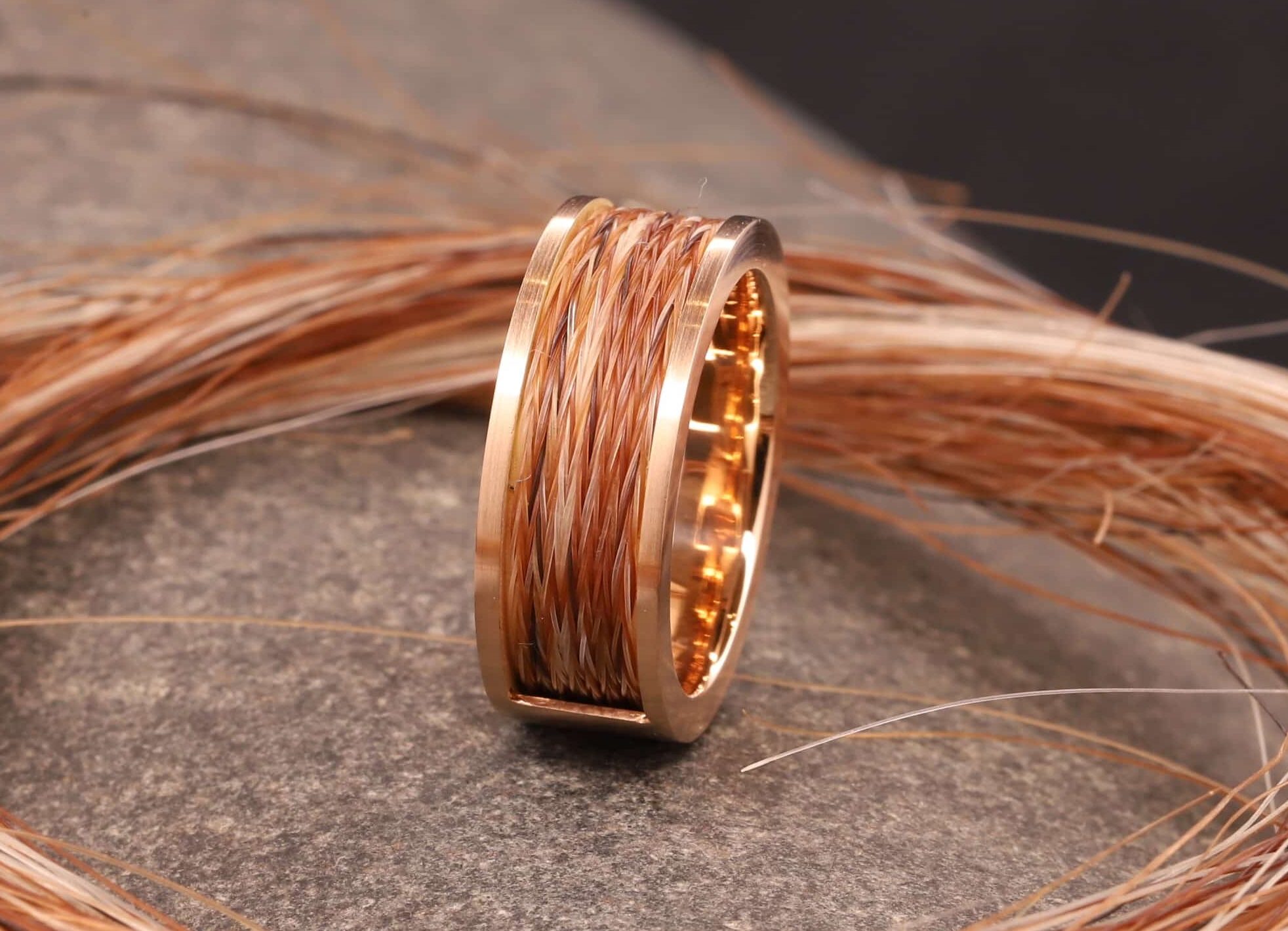 rosegold ring mit pferdehaaren stolberg bei aachen schmuckgarten
