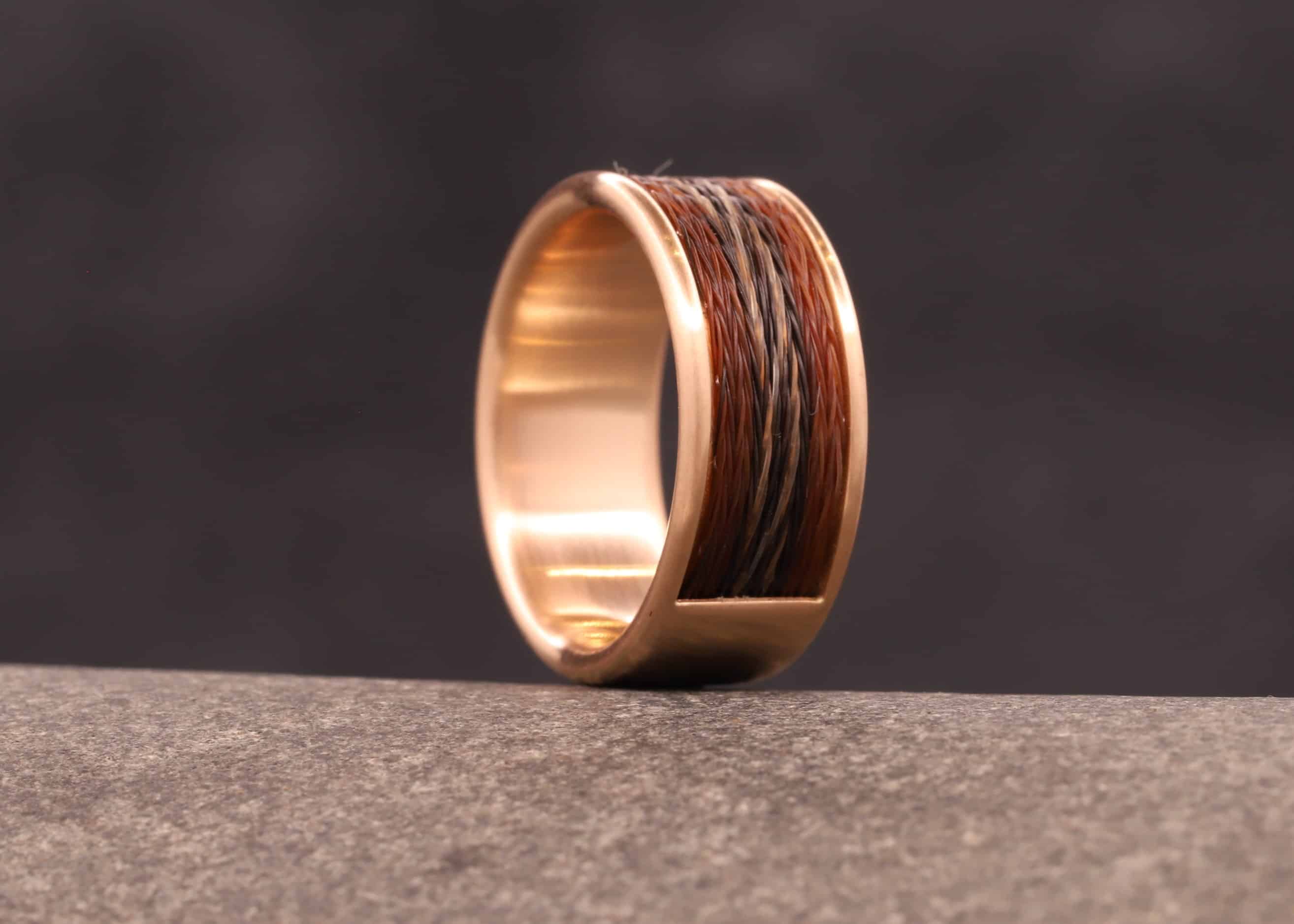 pferde haar ring mit kompfort modell in 585er rose gold hergestellt schmuckgarten