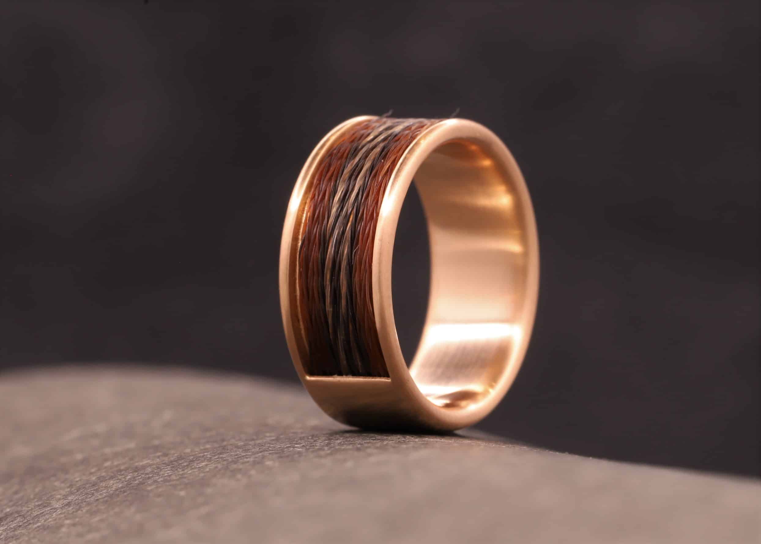 pferde haar ring mit kompfort modell in 585er rose gold hergestellt schmuckgarten