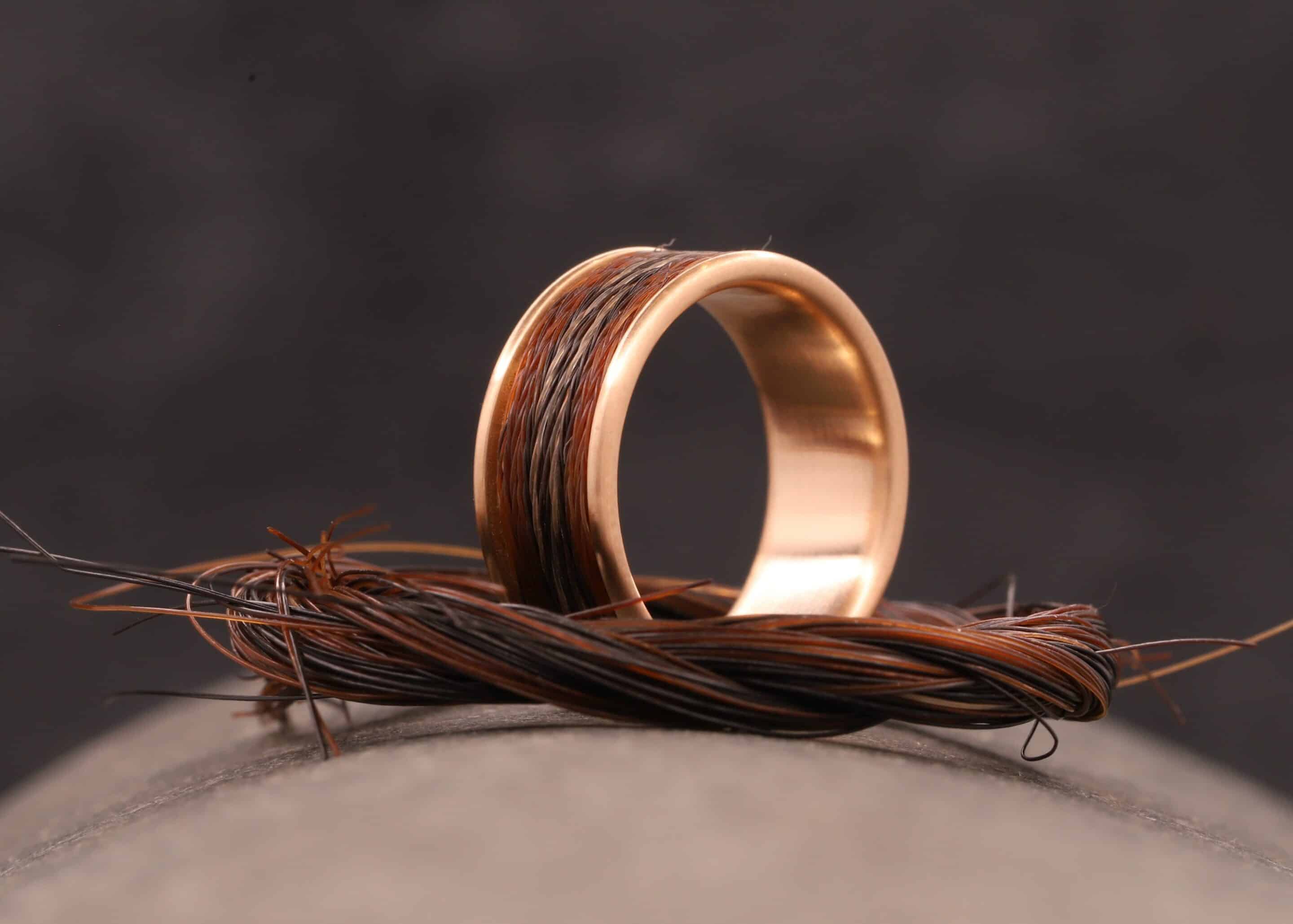 pferde haar ring mit kompfort modell in 585er rose gold hergestellt schmuckgarten