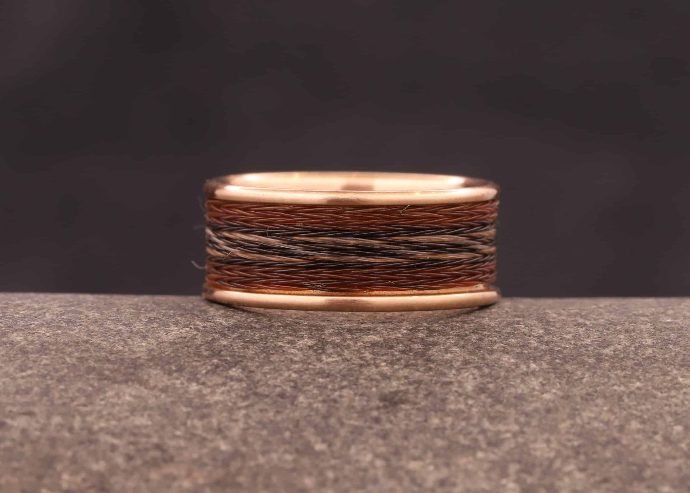 pferde haar ring mit kompfort modell in 585er rose gold hergestellt schmuckgarten