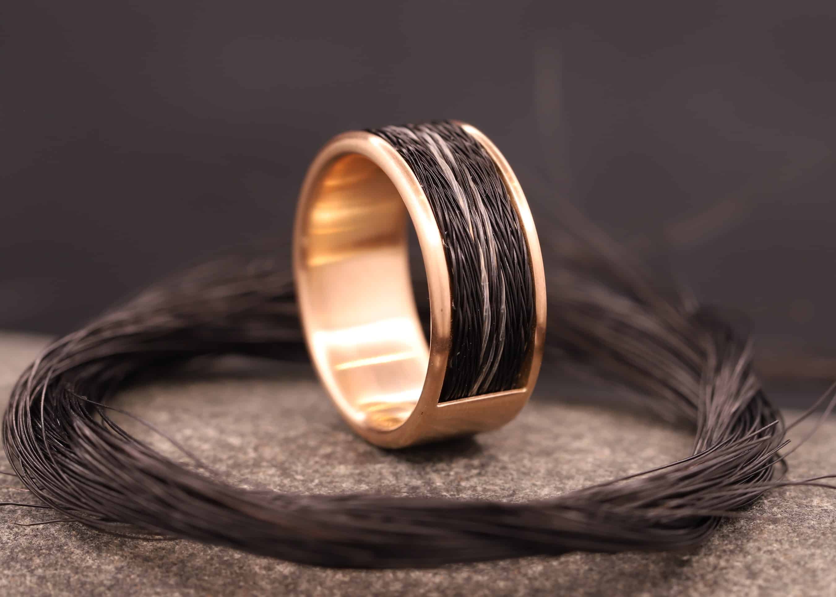 pferde haar ring mit kompfort modell in 585er rose gold hergestellt schmuckgarten