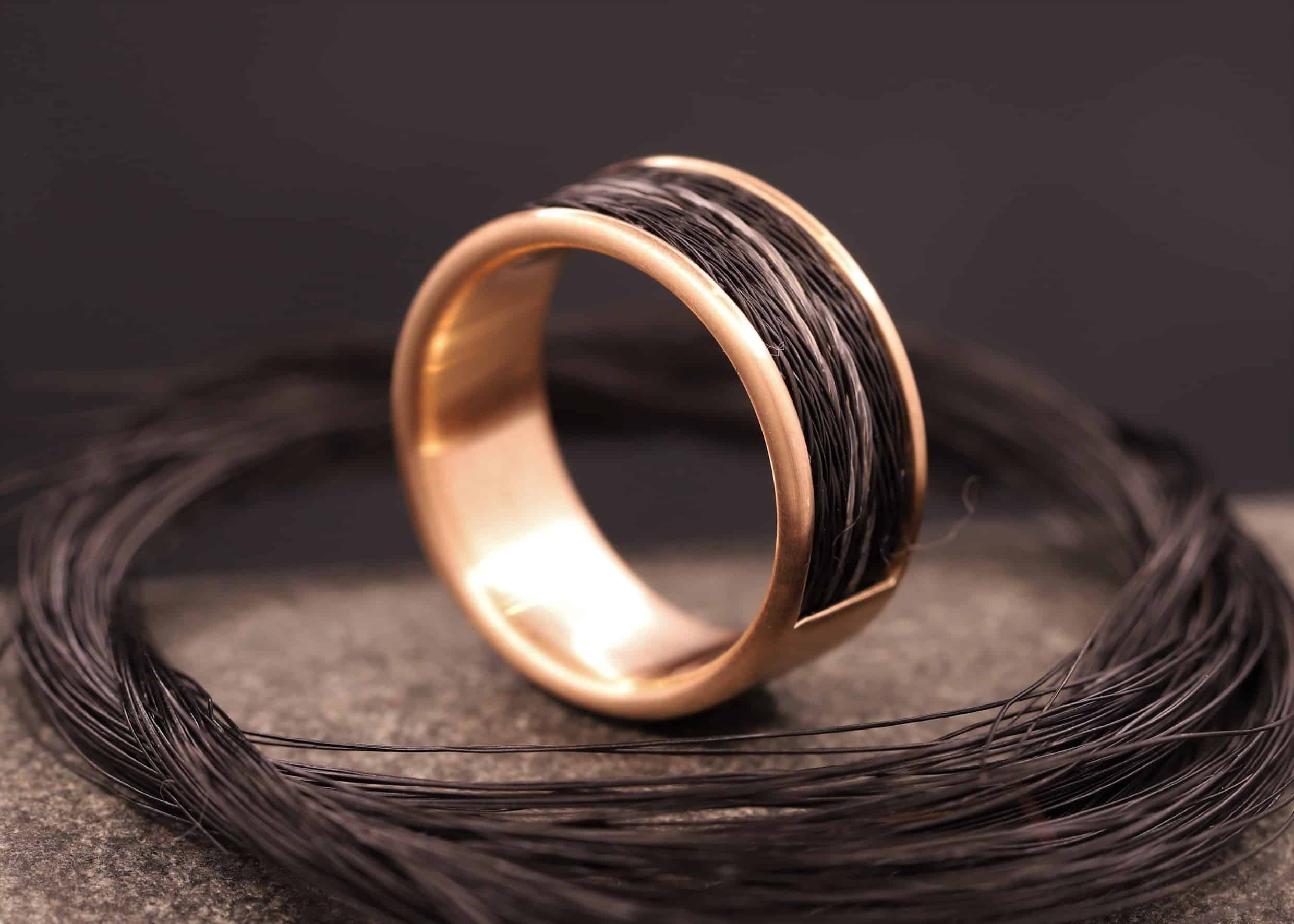 pferde haar ring mit kompfort modell in 585er rose gold hergestellt schmuckgarten
