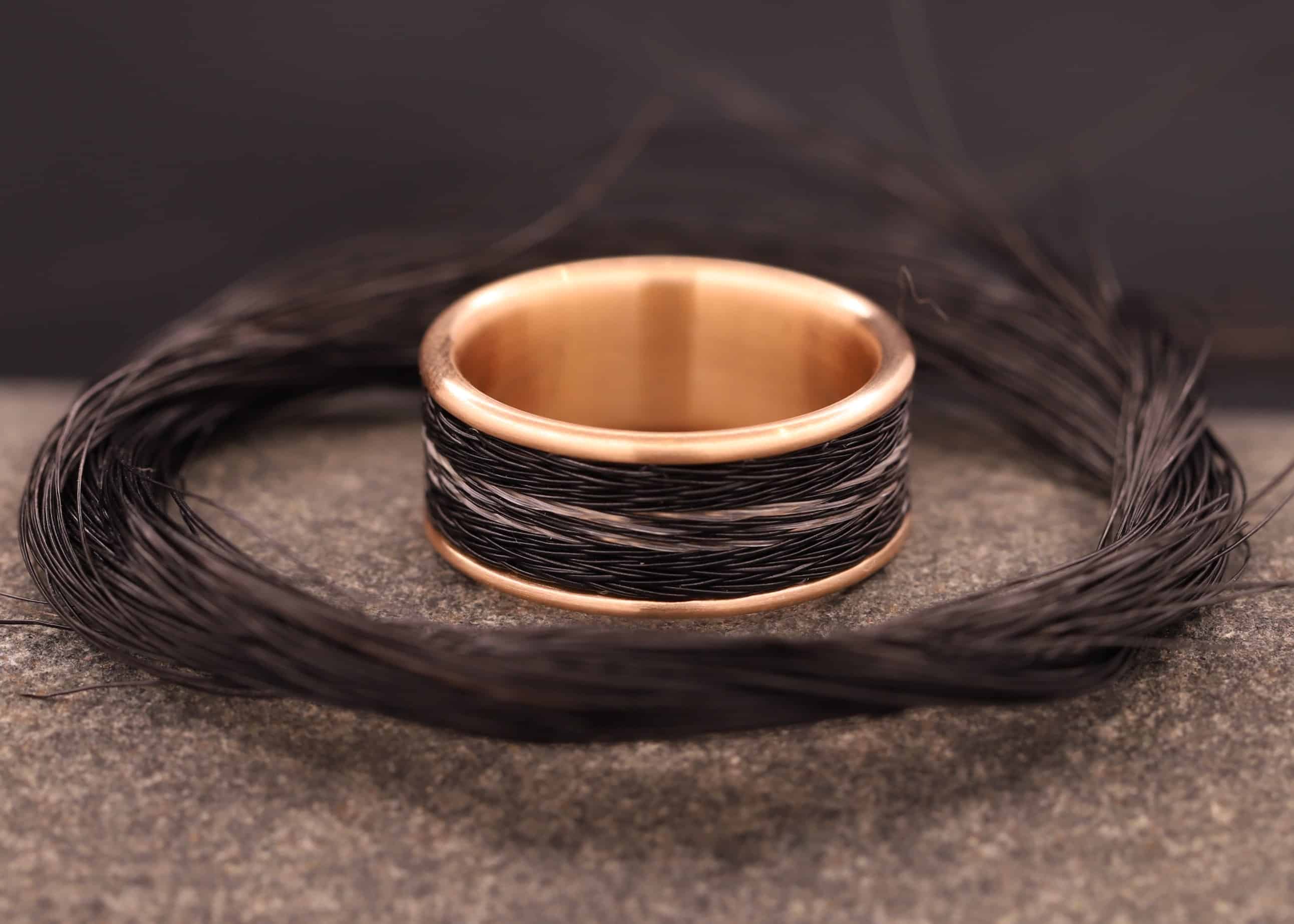 pferde haar ring mit kompfort modell in 585er rose gold hergestellt schmuckgarten