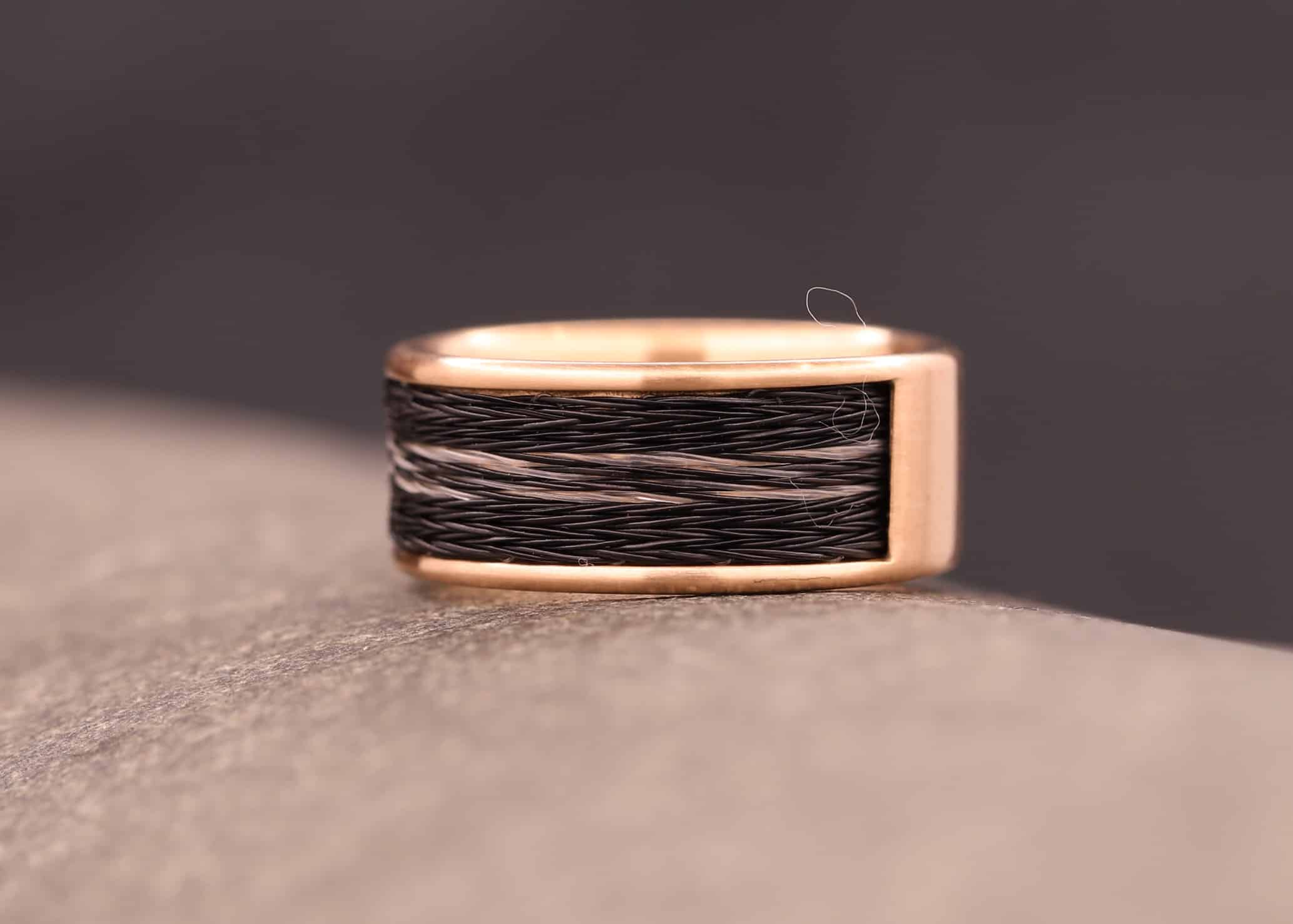 pferde haar ring mit kompfort modell in 585er rose gold hergestellt schmuckgarten