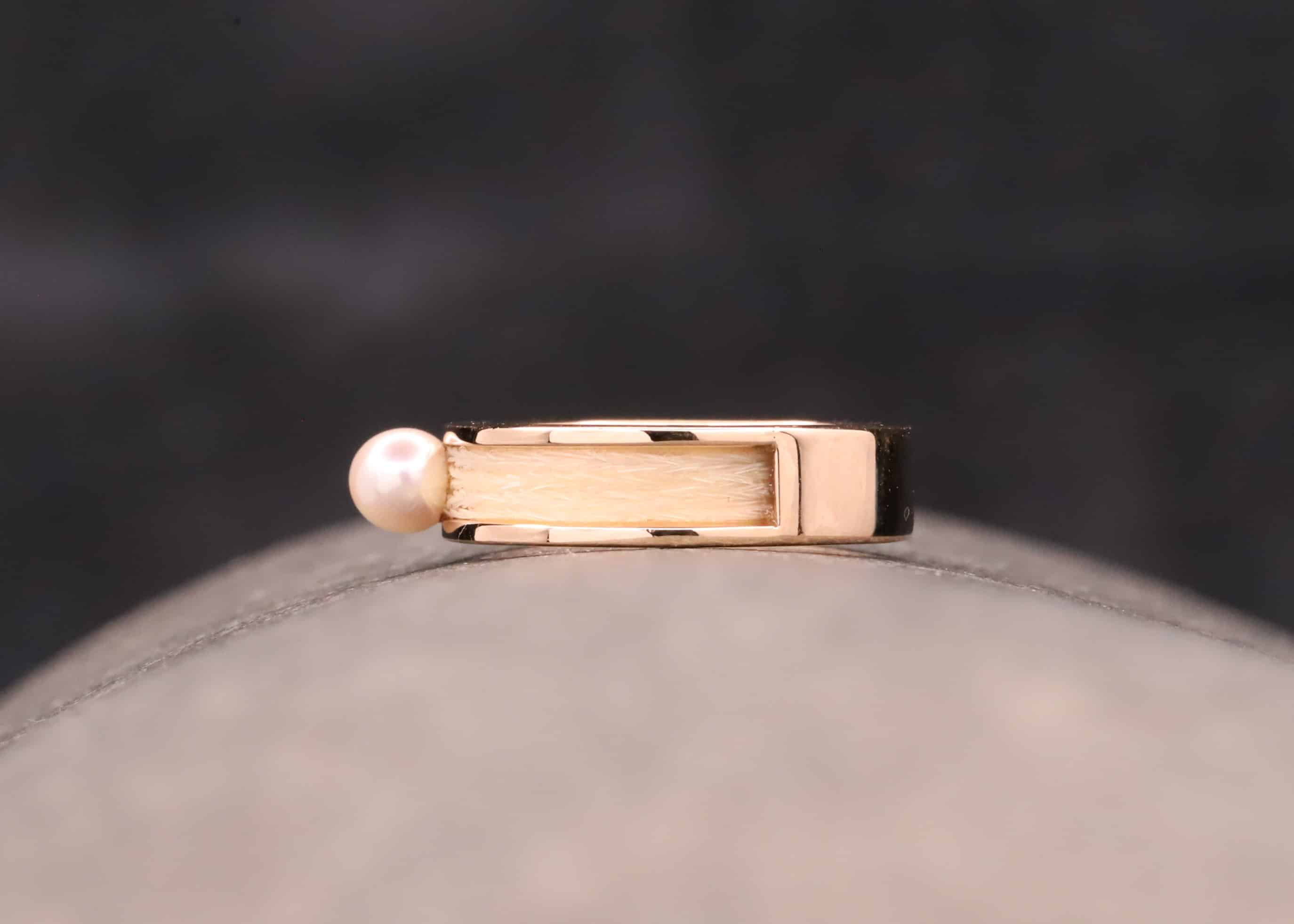 pferdehaar schmuck rose gold ring mit gewebten pferdehaaren und perle aus dem schmuckgarten