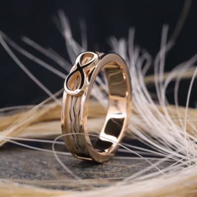 Pferdehaarring 585er Rosegold mit Unendlichkeitszeichen