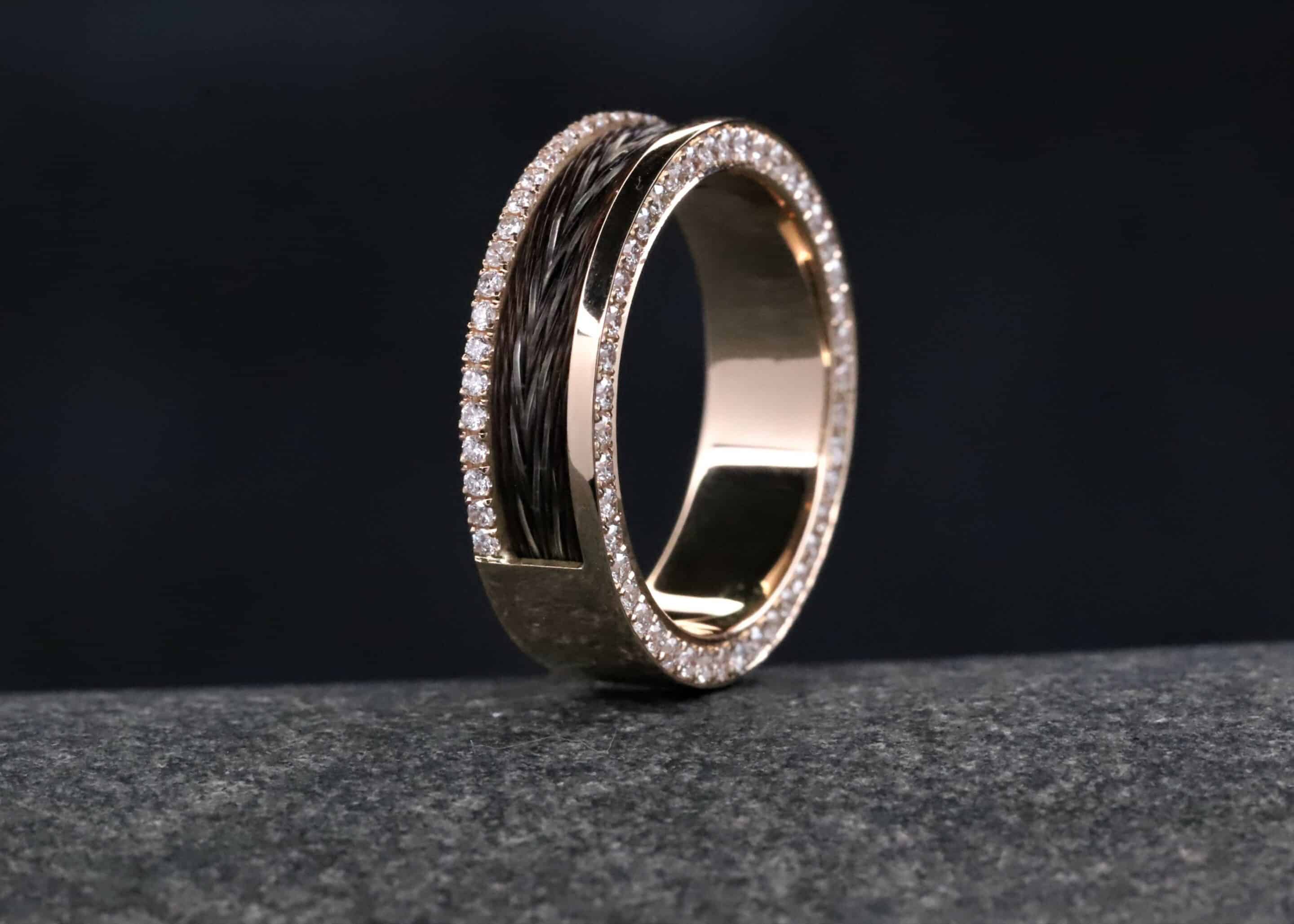 Pferdehaarring 585er Rosegold mit Brillanten – Bild 3