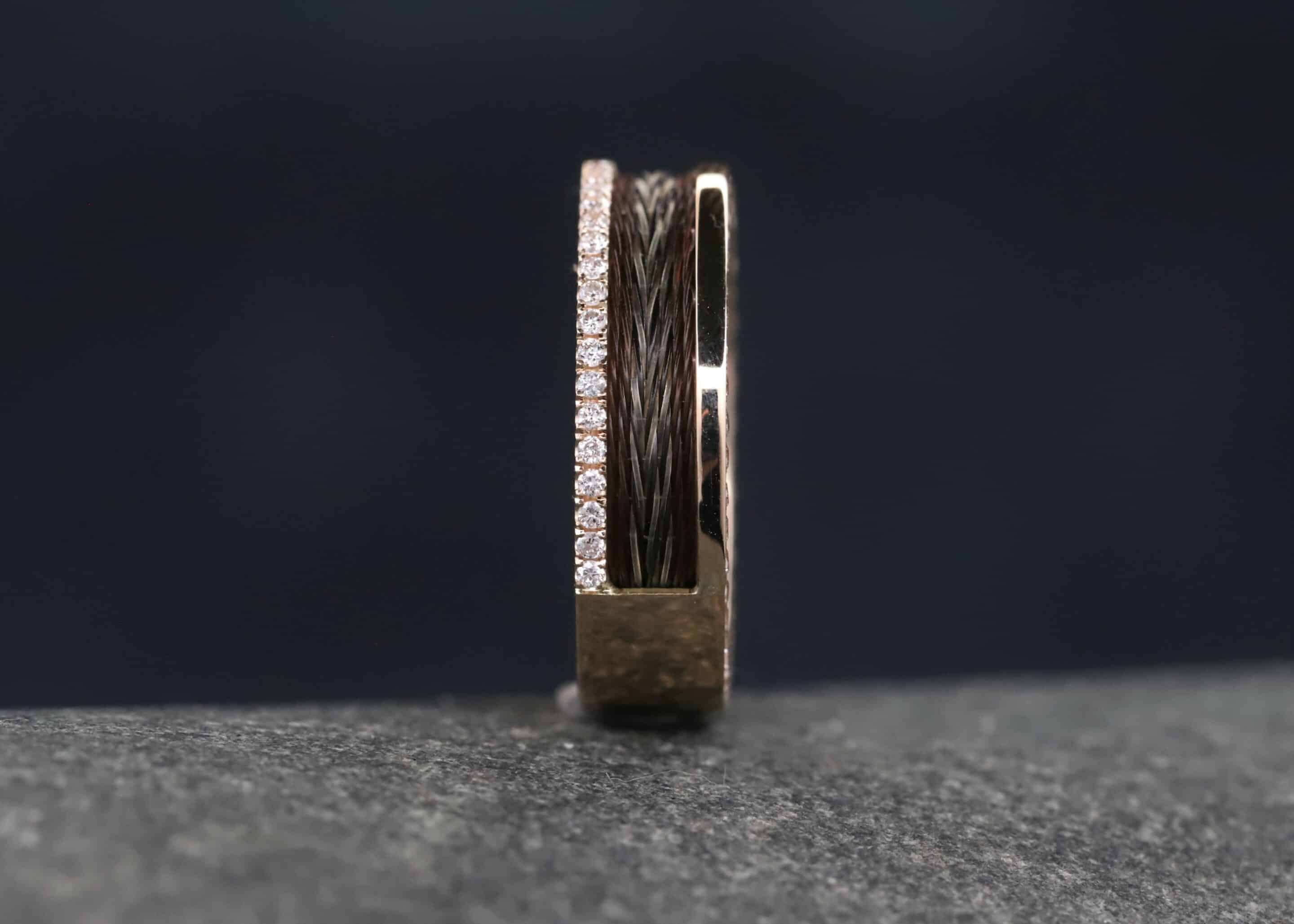 Pferdehaarring 585er Rosegold mit Brillanten – Bild 4