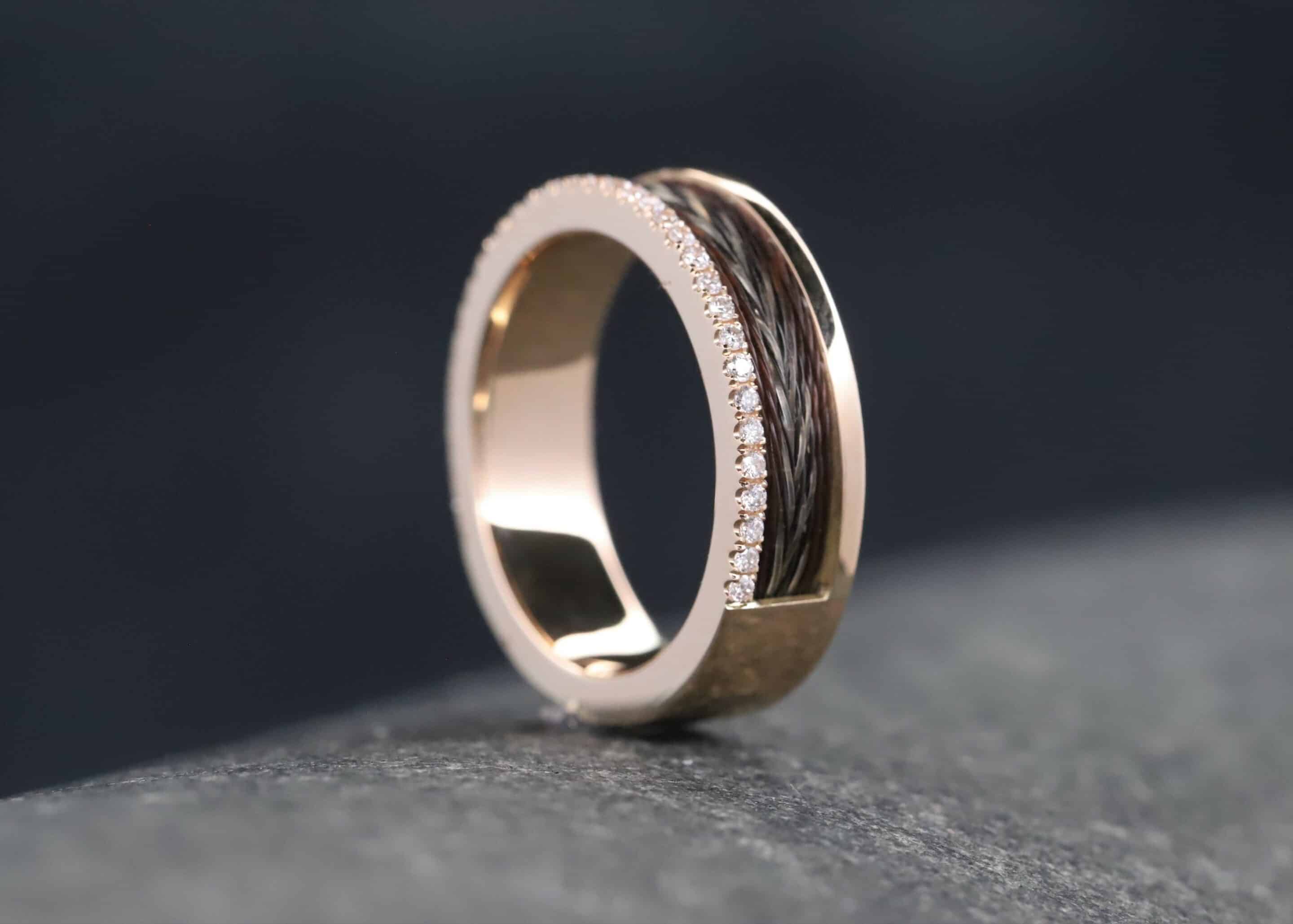 Pferdehaarring 585er Rosegold mit Brillanten – Bild 5