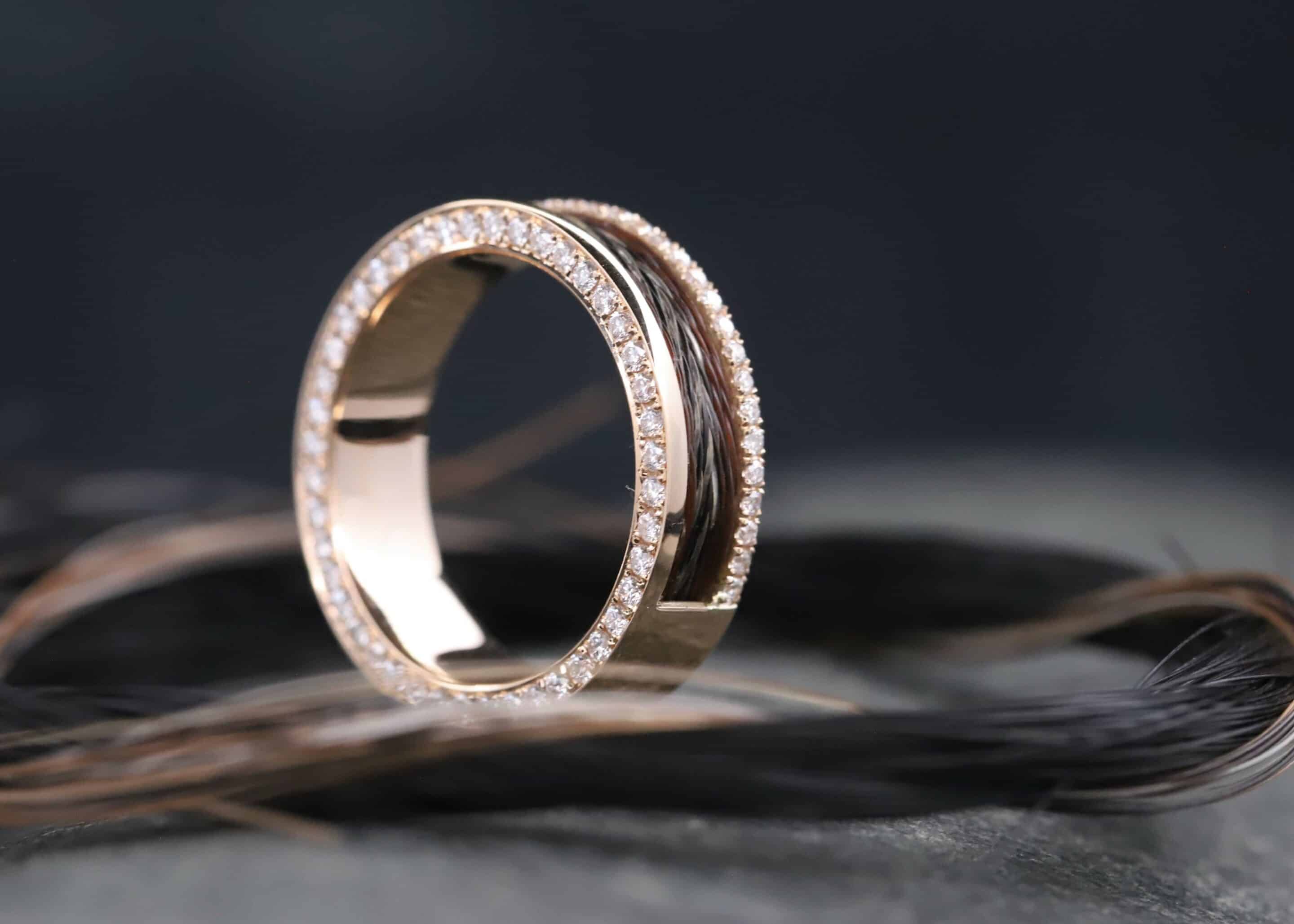 Pferdehaarring 585er Rosegold mit Brillanten – Bild 6