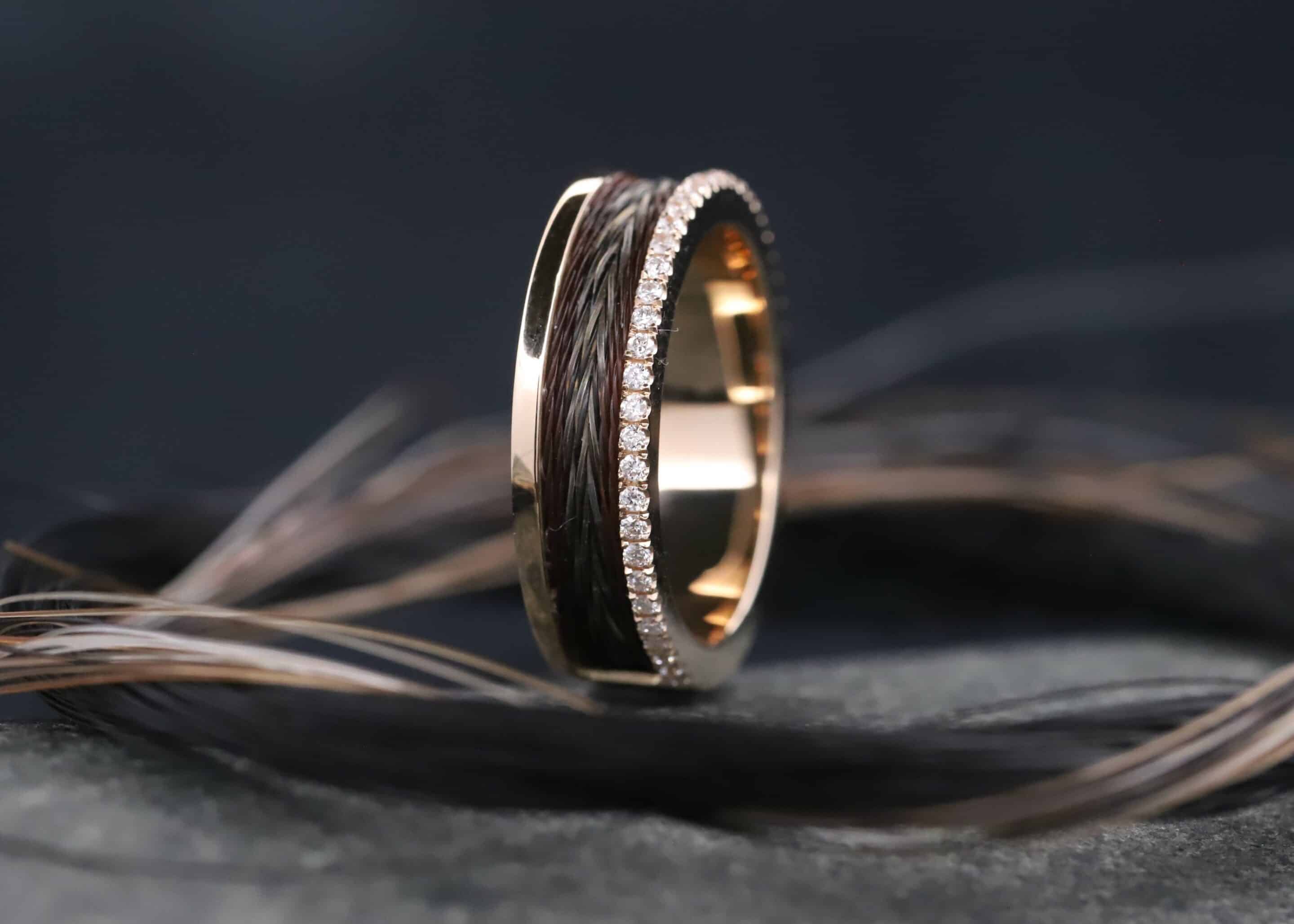Pferdehaarring 585er Rosegold mit Brillanten – Bild 7