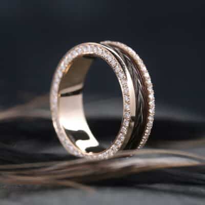 Pferdehaarring 585er Rosegold mit Brillanten