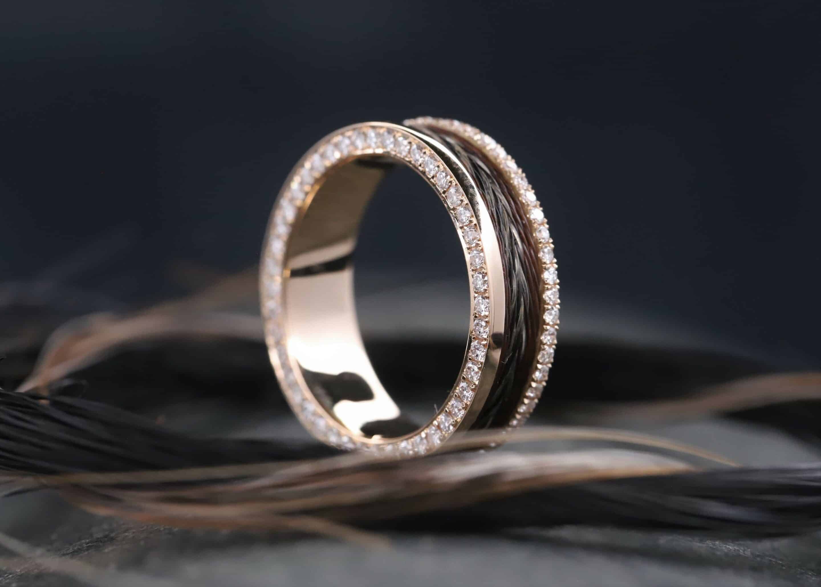 Pferdehaarring 585er Rosegold mit Brillanten