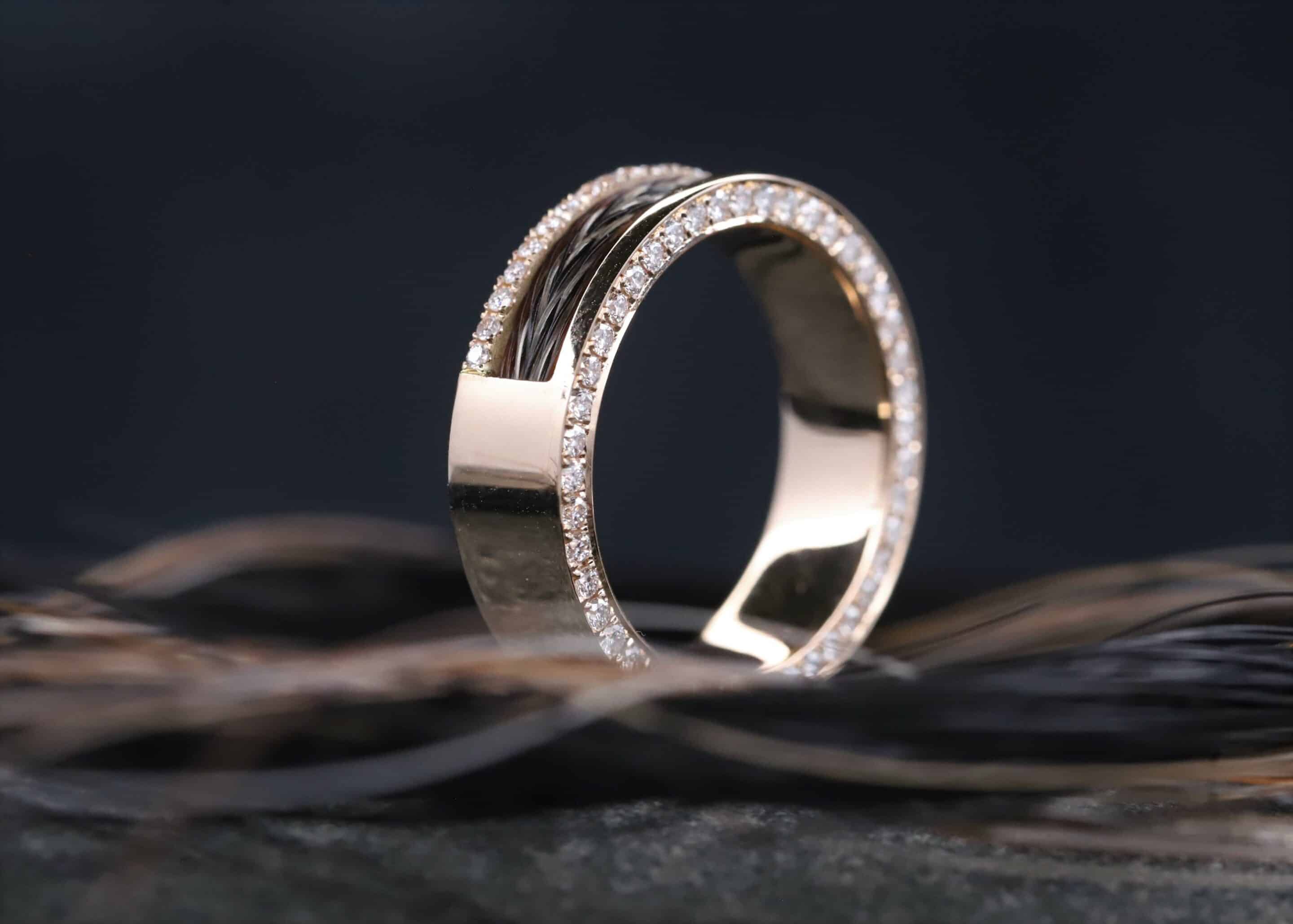 Pferdehaarring 585er Rosegold mit Brillanten – Bild 9
