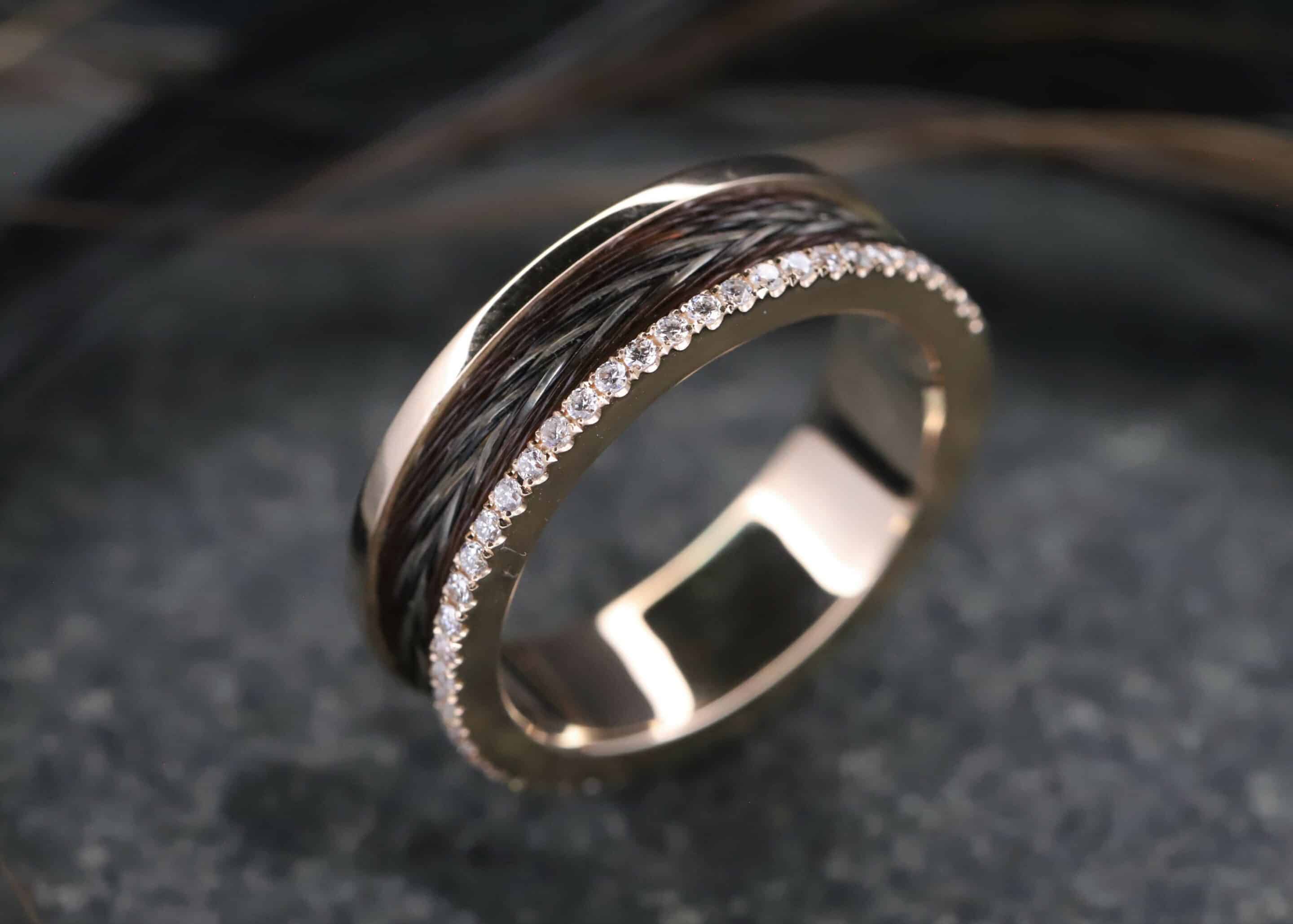 Pferdehaarring 585er Rosegold mit Brillanten – Bild 2