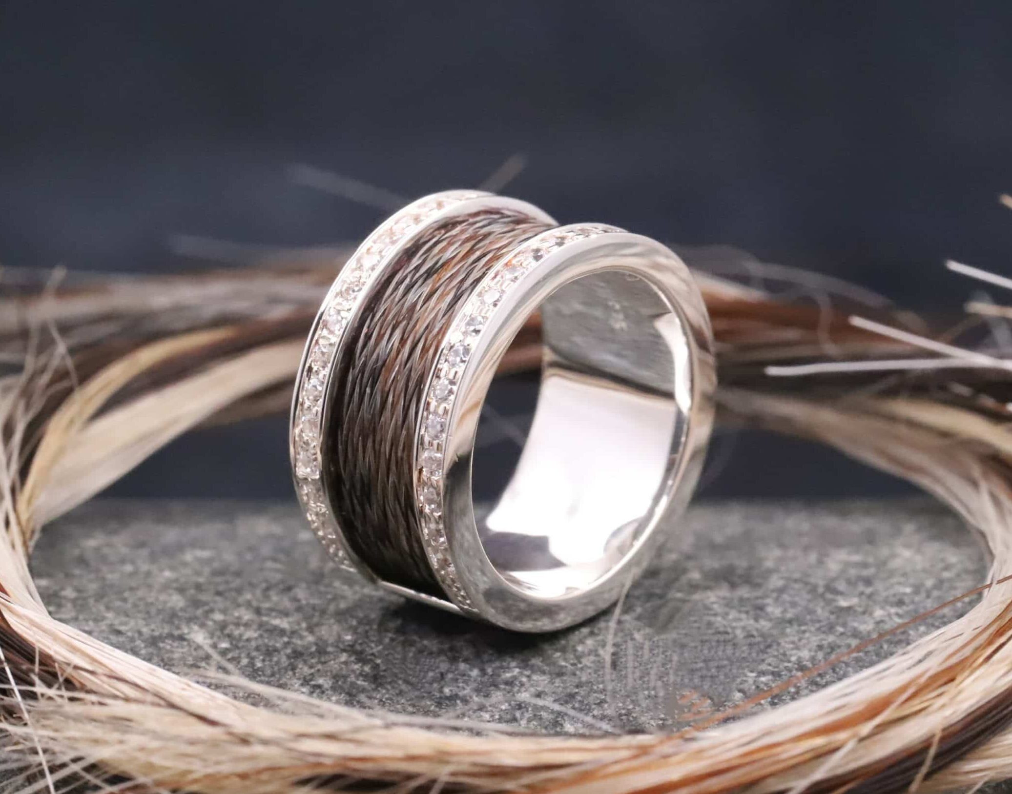 Pferdehaarring 925er Silber mit Zirkonia