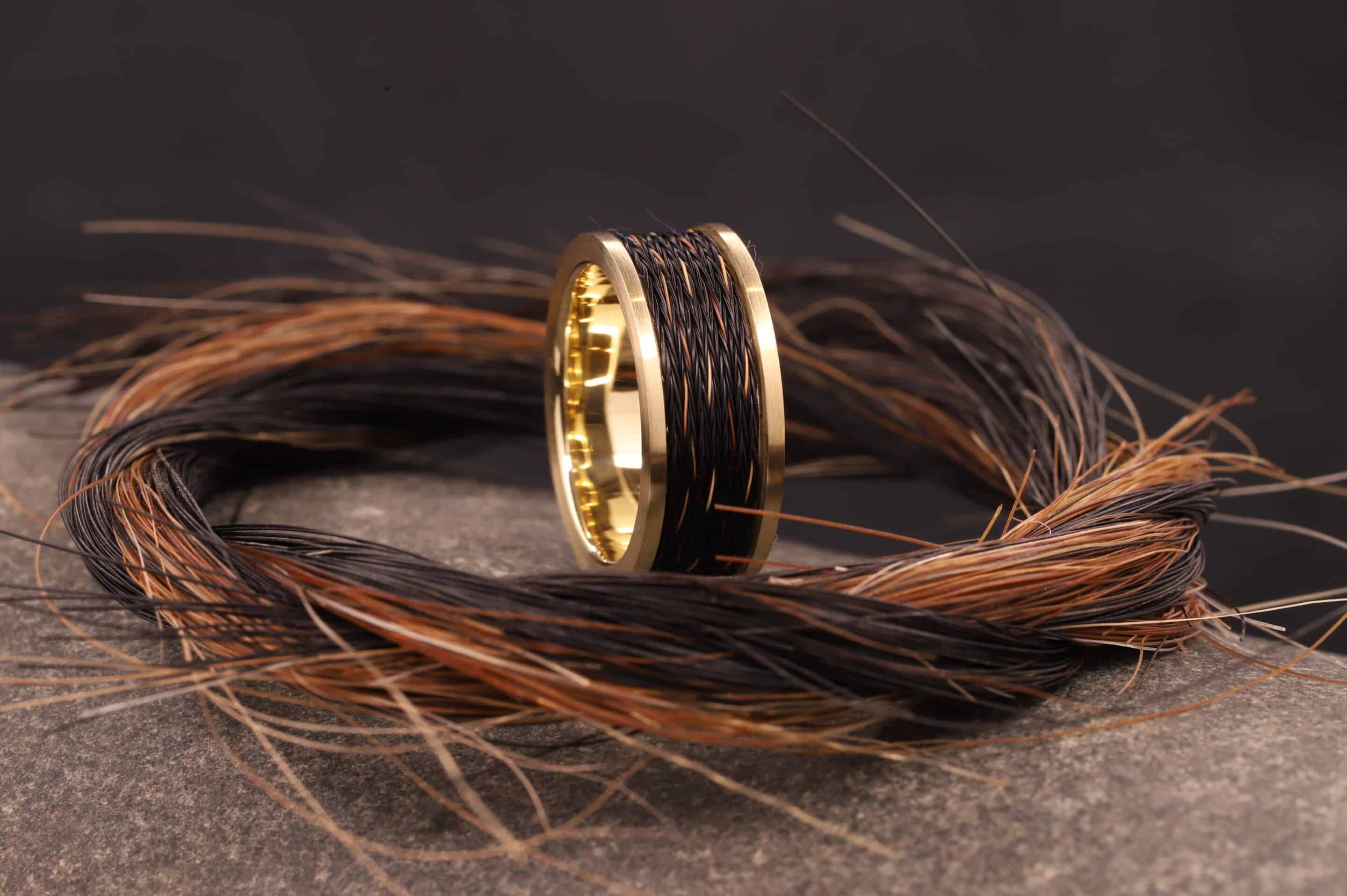 pferdehaar ring aus gelb gold schmuckgarten