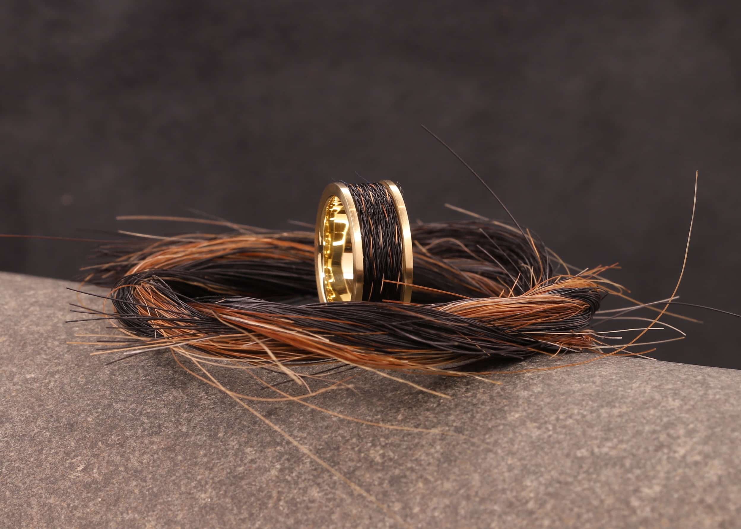 pferdehaar ring aus gelb gold schmuckgarten