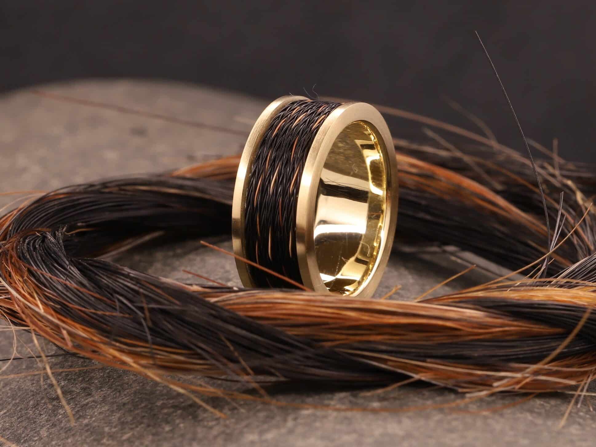 pferdehaar ring aus gelb gold schmuckgarten