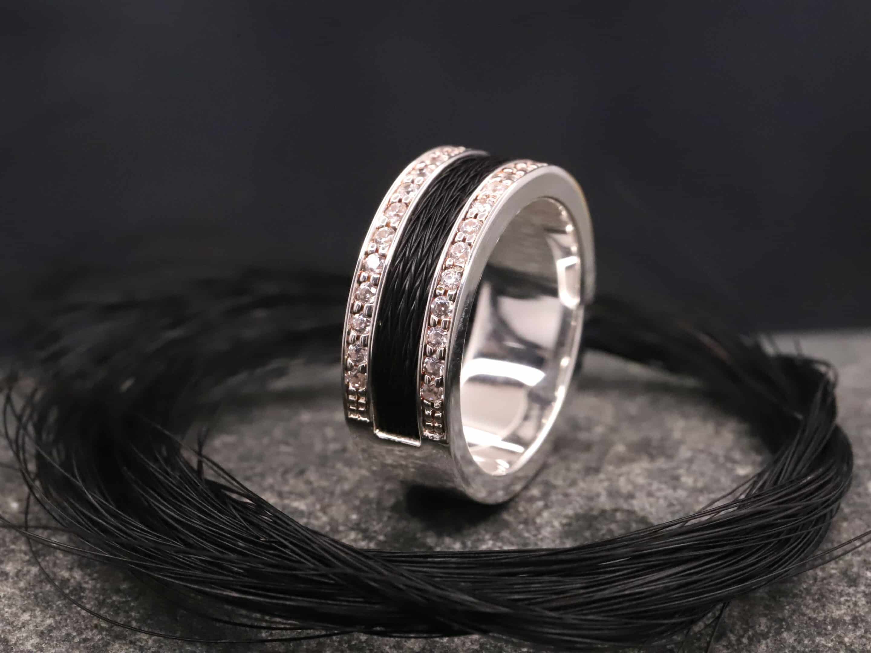 Pferdehaarring 925er Silber mit Zirkonia