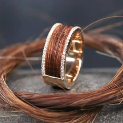 Pferdehaarring 585er Rosegold mit Brillanten