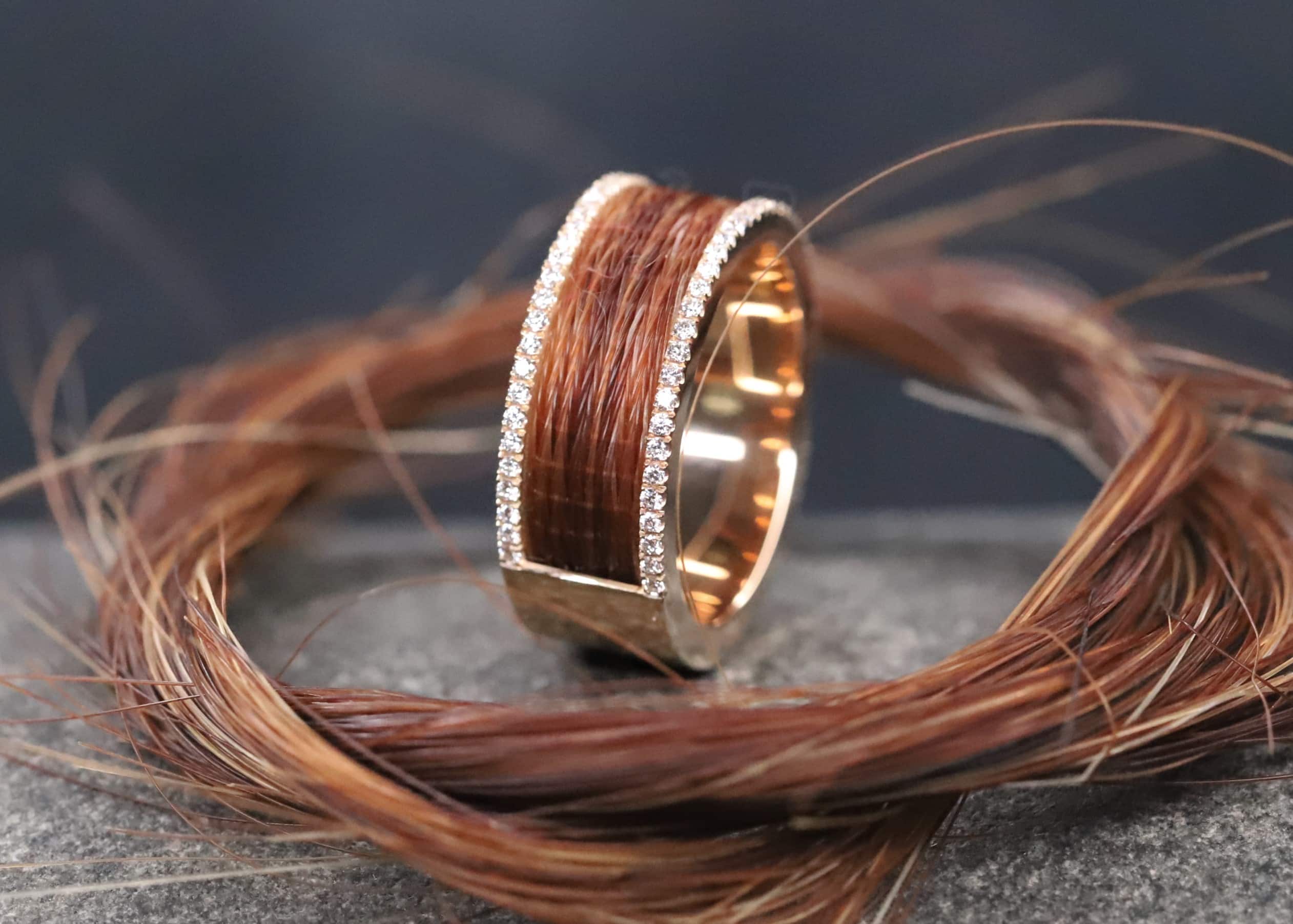 Pferdehaarring 585er Rosegold mit Brillanten