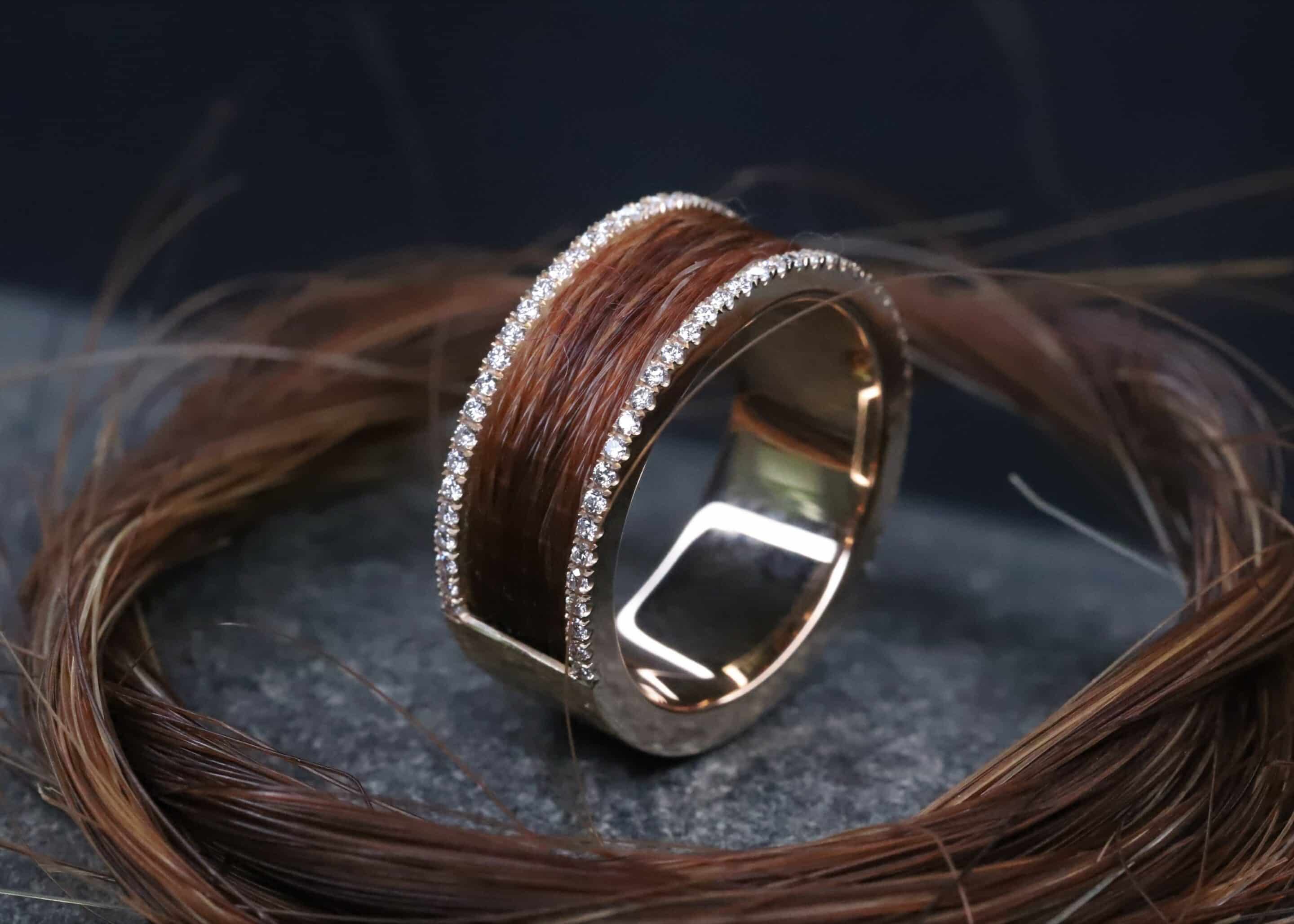 Pferdehaarring 585er Rosegold mit Brillanten – Bild 6