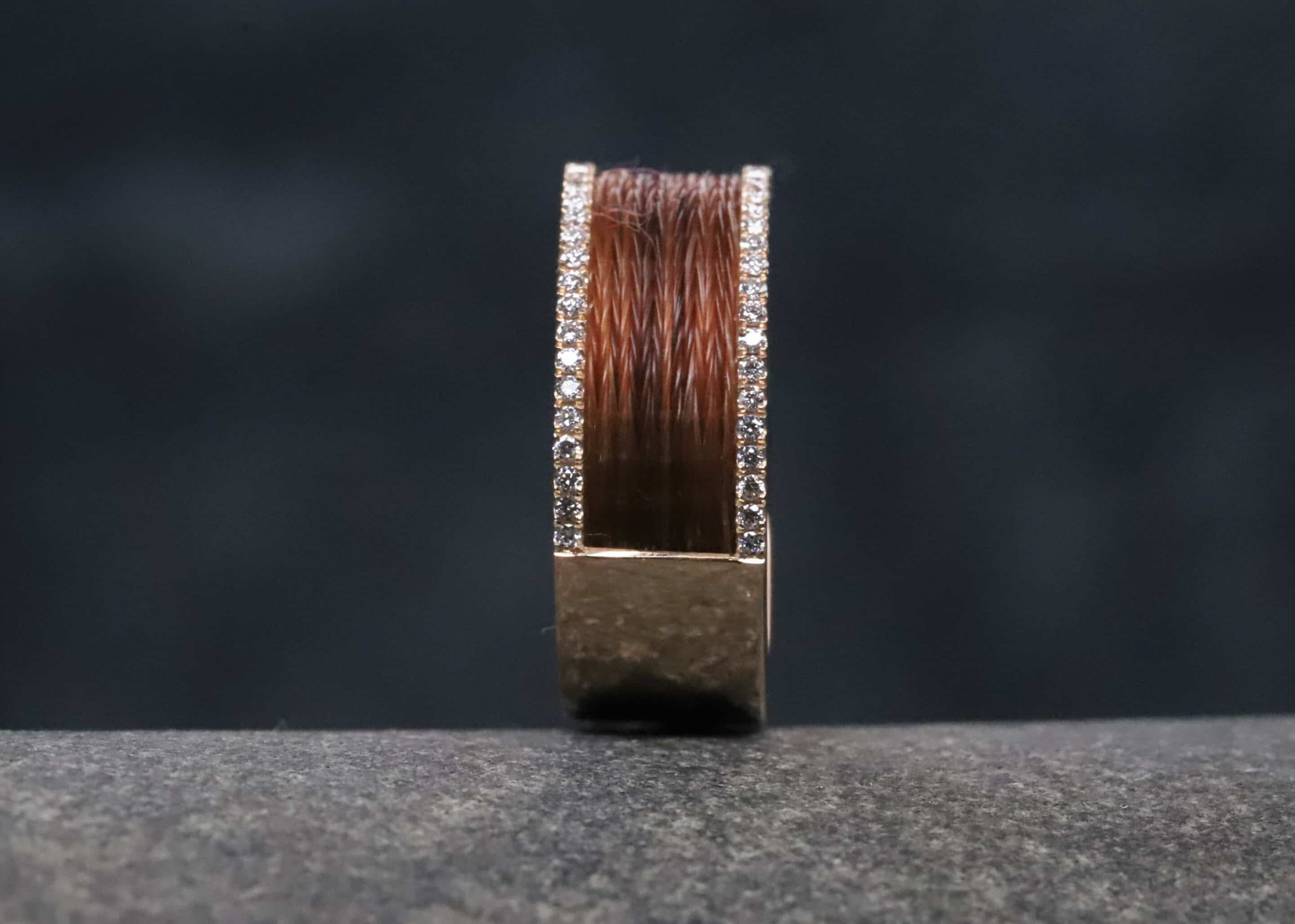 Pferdehaarring 585er Rosegold mit Brillanten – Bild 2